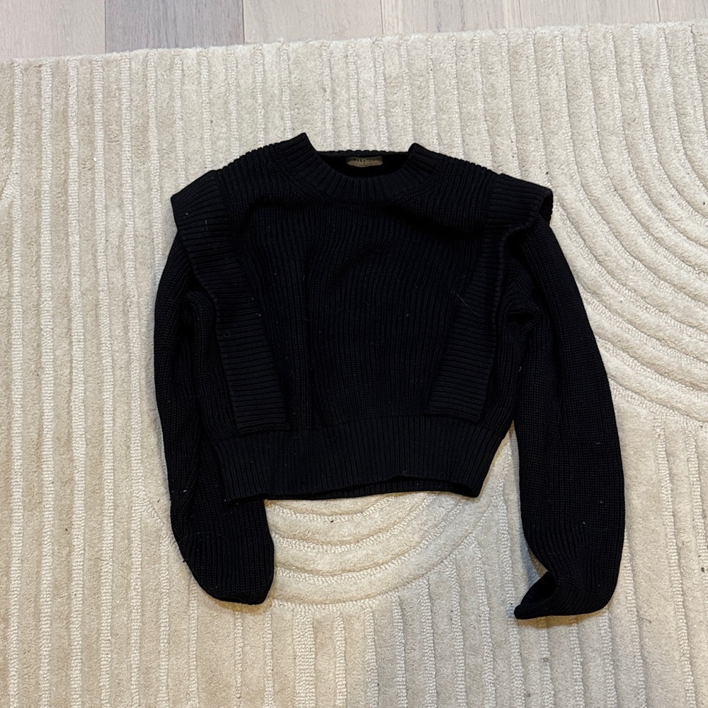 Babaton Black Ribbed Crew Neck Sweater - Picture 4 of 5